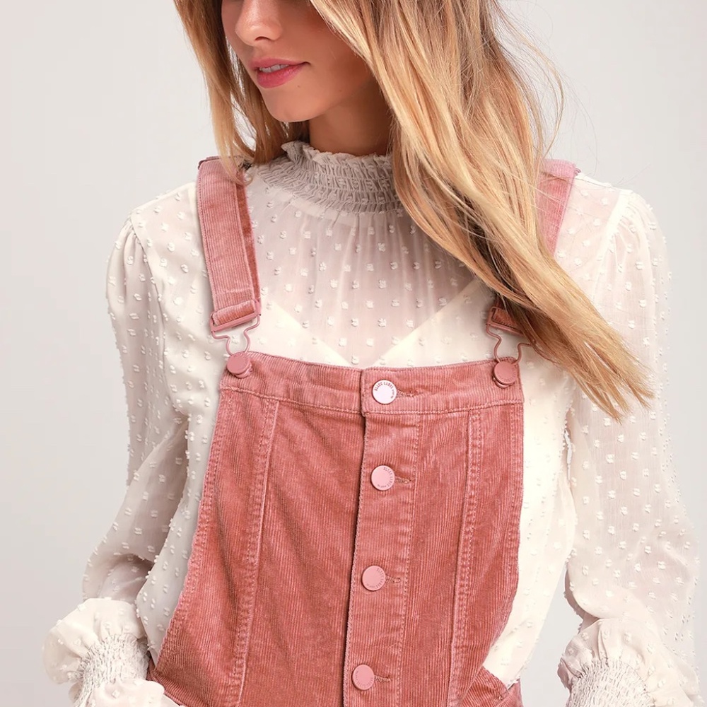Black Label Cest Toi Wide leg‎ Corduroy Retro Jumpsuit Rose sz L